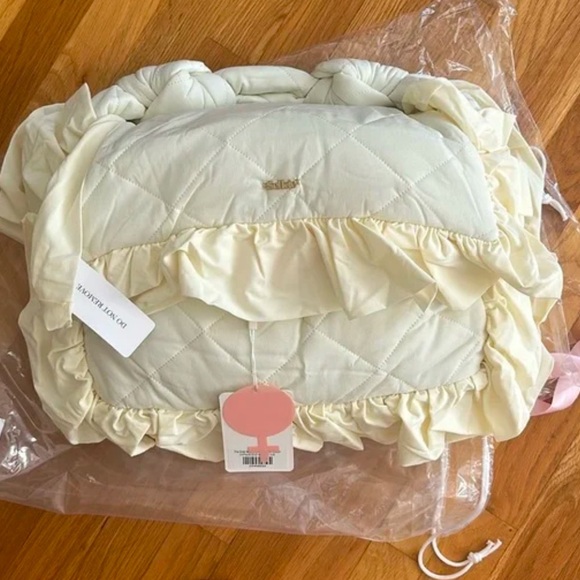 Selkie Cream Quilted Clutch with Ruffle Detail - Picture 2 of 5